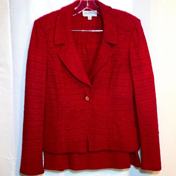 St. John Collection Jackets & Coats St John Knit Skirt Suit In Ruby